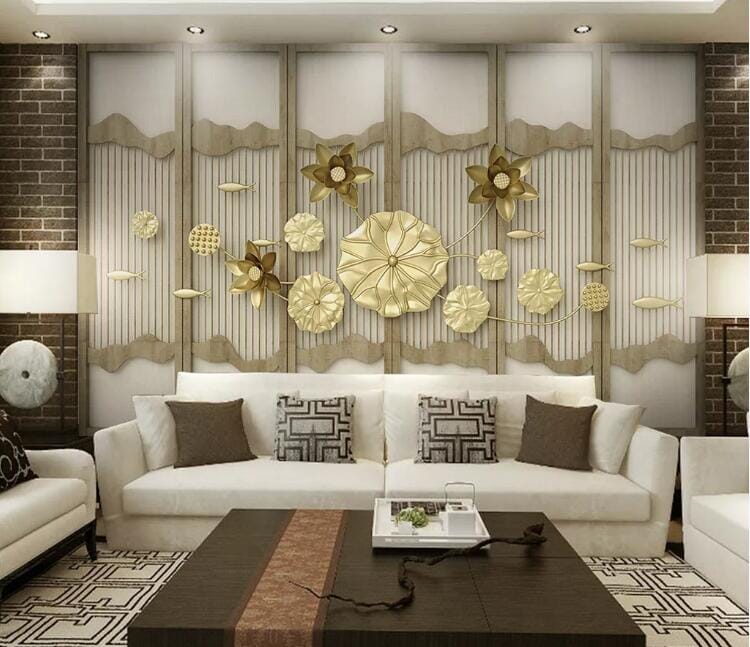 3D Golden Lotus WC162 Wall Murals Wallpaper AJ Wallpaper 2 