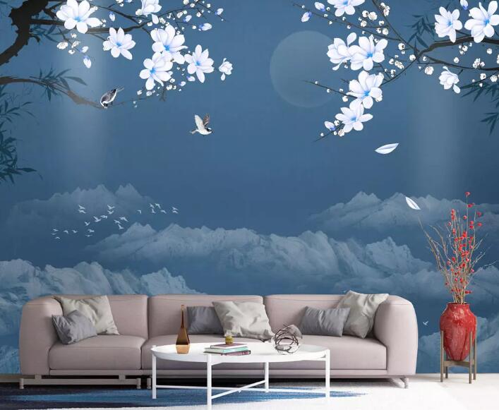 3D White Flowers 1334 Wall Murals Wallpaper AJ Wallpaper 2 