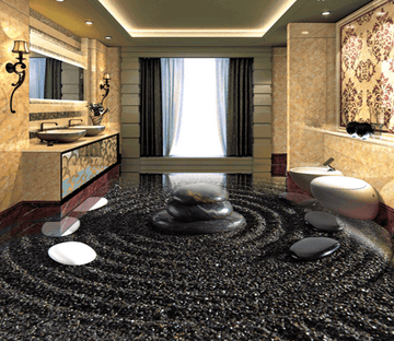 3D Black Stone 068 Floor Mural Wallpaper AJ Wallpaper 2 