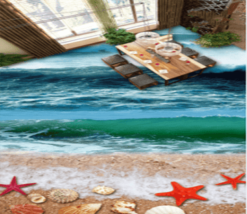 3D Waves 037 Floor Mural Wallpaper AJ Wallpaper 2 