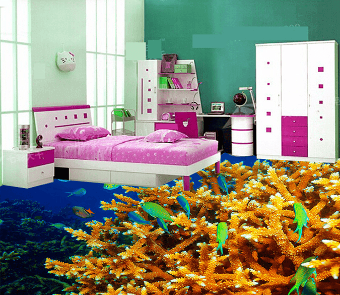 3D Yellow Coral 184 Floor Mural Wallpaper AJ Wallpaper 2 