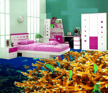 3D Yellow Coral 184 Floor Mural Wallpaper AJ Wallpaper 2 