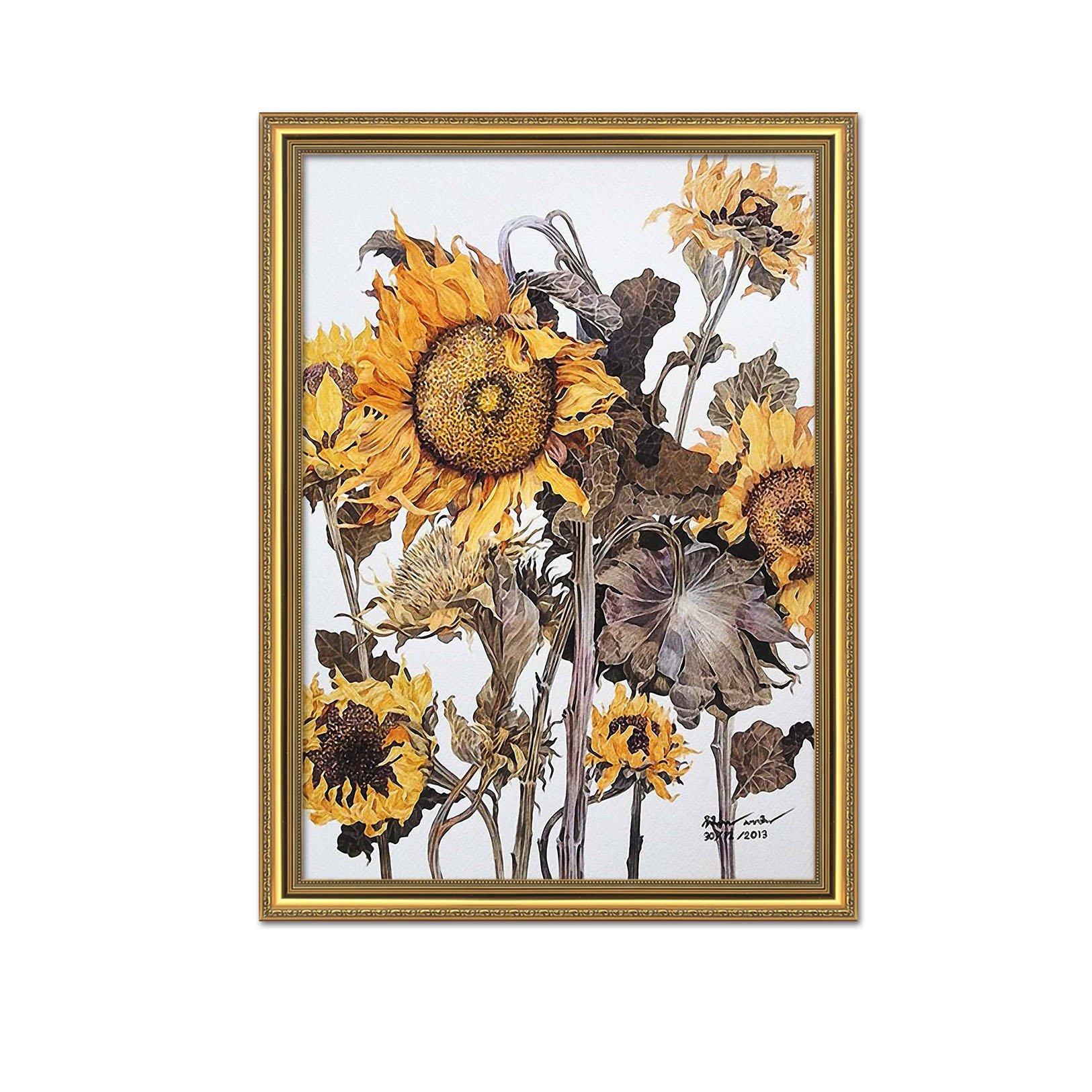 3D Withering Sunflower 091 Fake Framed Print Painting Wallpaper AJ Creativity Home 