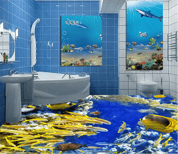 3D Yellow Fish Group 194 Floor Mural Wallpaper AJ Wallpaper 2 