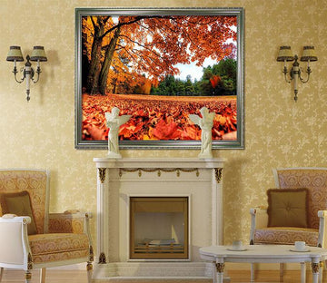 3D Red Leaves 133 Fake Framed Print Painting Wallpaper AJ Creativity Home 