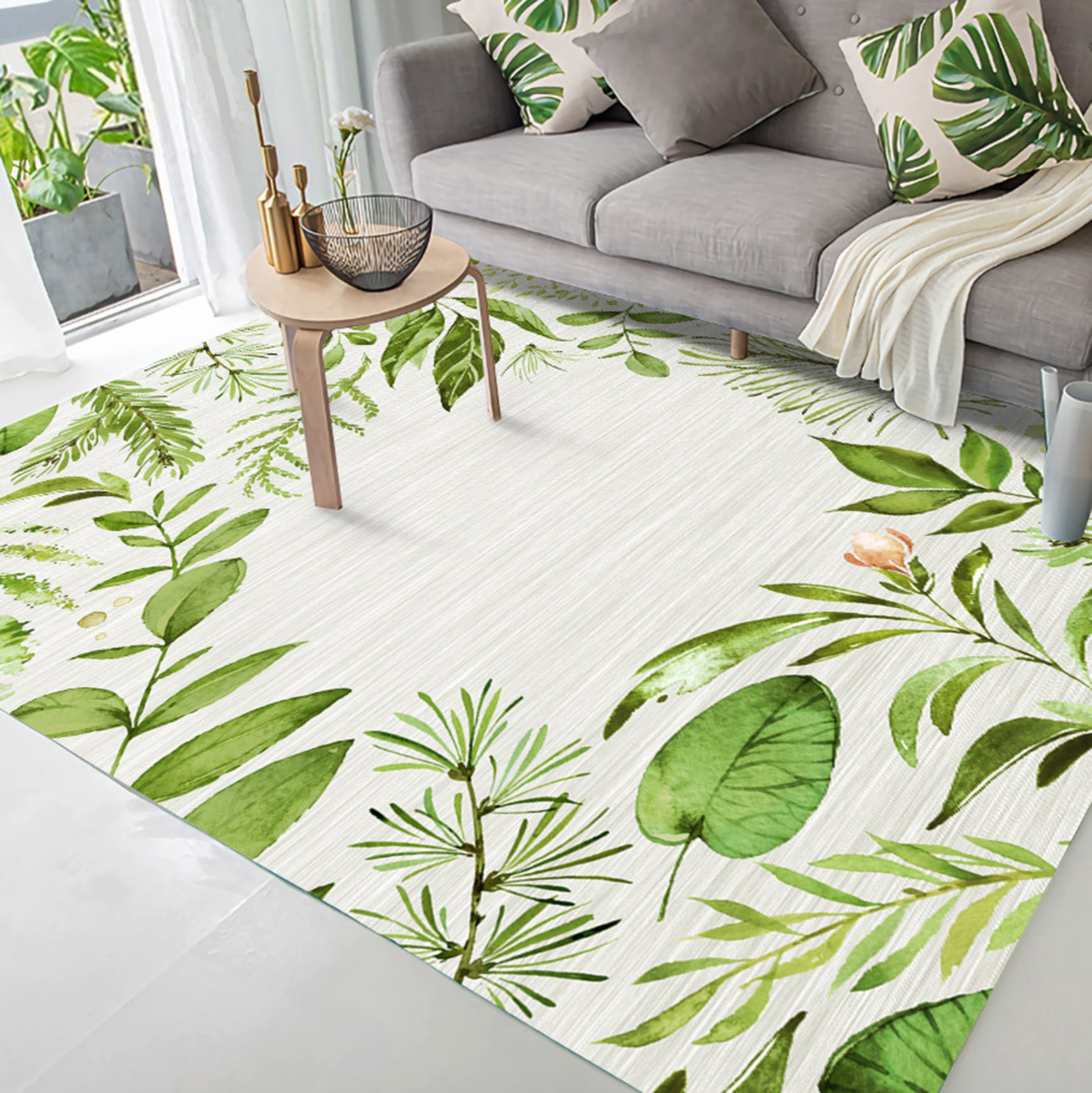 3D Green Leaf WG293 Non Slip Rug Mat Mat AJ Creativity Home 