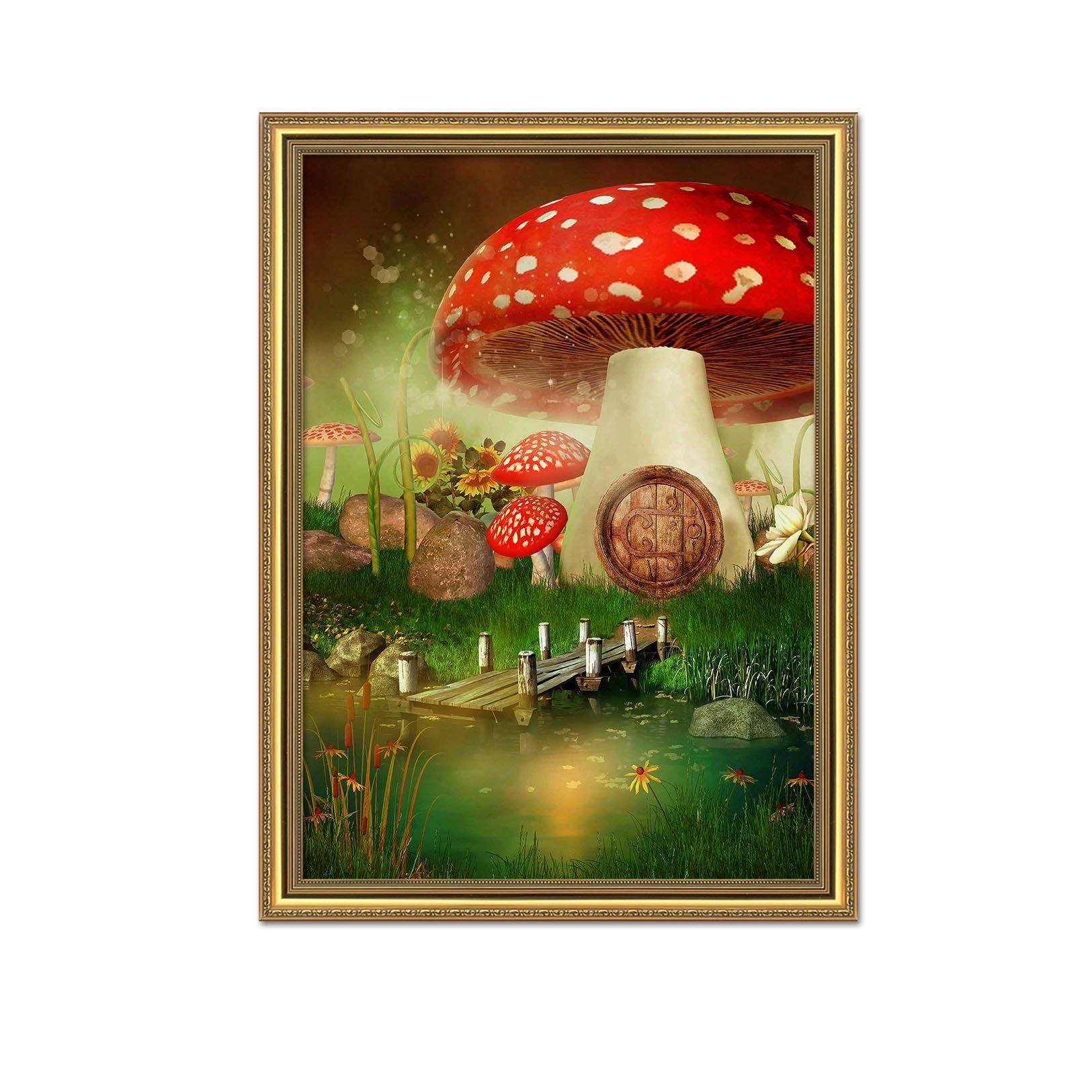 3D Big Mushroom 065 Fake Framed Print Painting Wallpaper AJ Creativity Home 