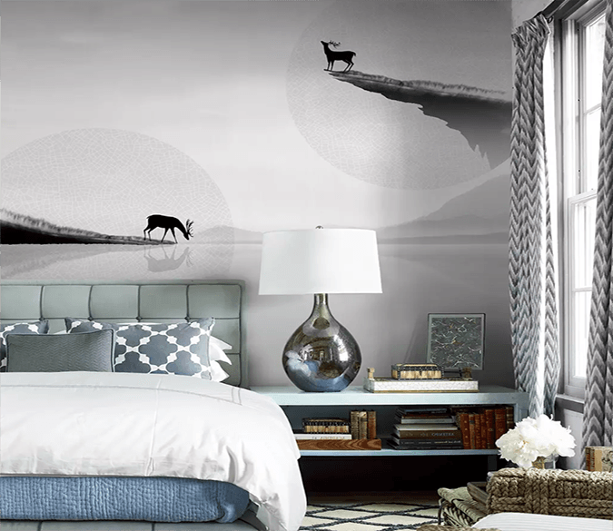 3D Deer Cliff Drinking Water 1292 Wallpaper AJ Wallpaper 2 