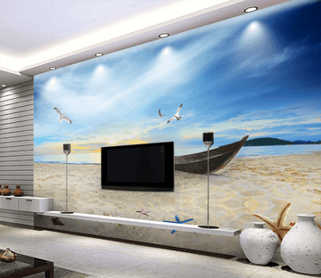 3D Beach Boat 343 Wallpaper AJ Wallpaper 