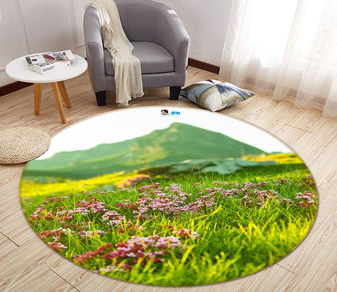 3D Lawn Mountain 110 Round Non Slip Rug Mat Mat AJ Creativity Home 