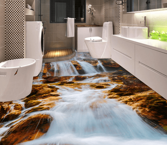 3D Waterfall 026 Floor Mural Wallpaper AJ Wallpaper 2 