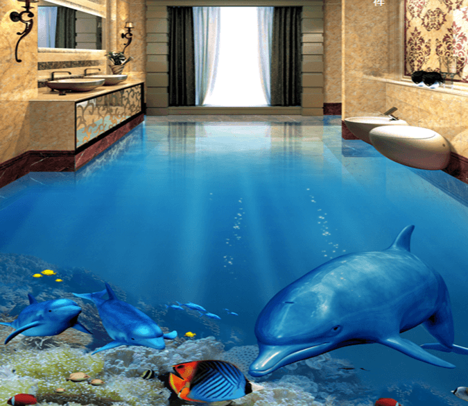 3D Sea Stone Dolphin 017 Floor Mural Wallpaper AJ Wallpaper 2 