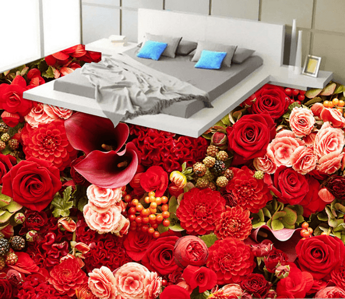 3D Flower Bunch 301 Floor Mural Wallpaper AJ Wallpaper 2 