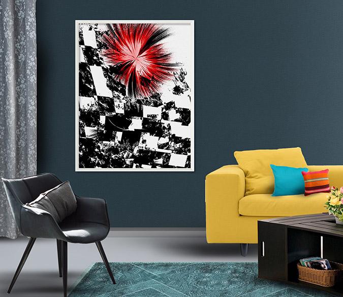 3D Red Flower 131 Fake Framed Print Painting Wallpaper AJ Creativity Home 