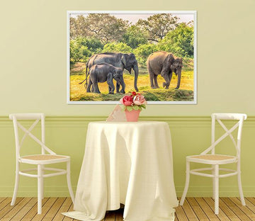 3D Elephant Walking 060 Fake Framed Print Painting Wallpaper AJ Creativity Home 