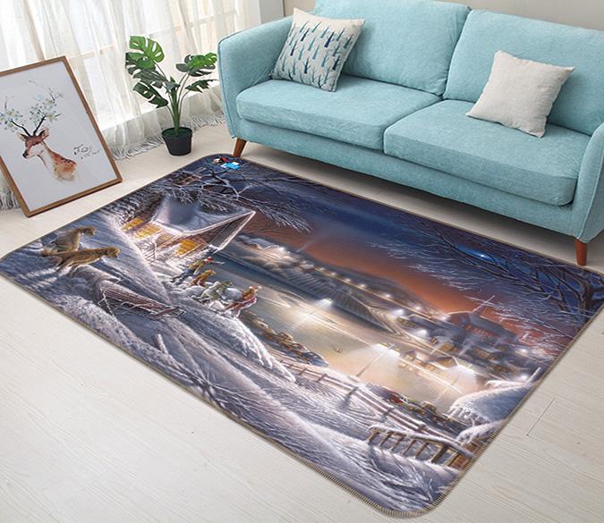 3D Sled Wolf 741 Non Slip Rug Mat Mat AJ Creativity Home 