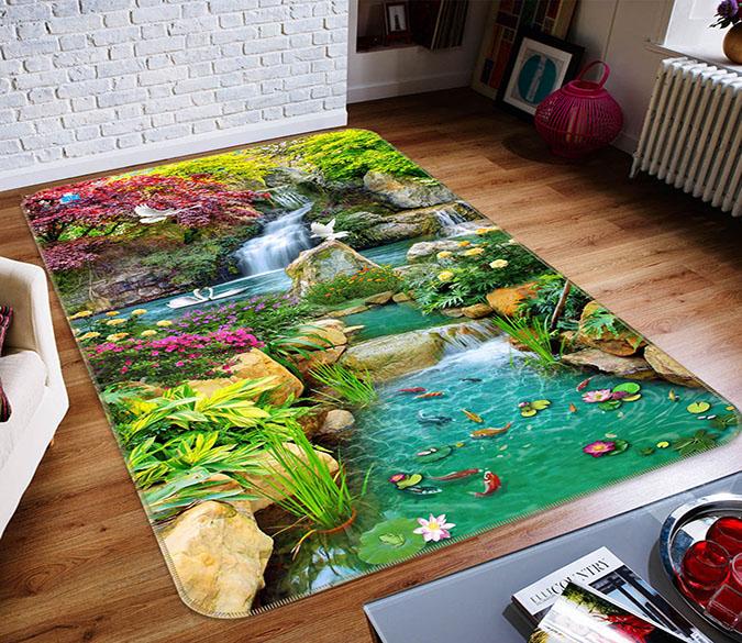 3D Swan Fish 020 Non Slip Rug Mat Mat AJ Creativity Home 