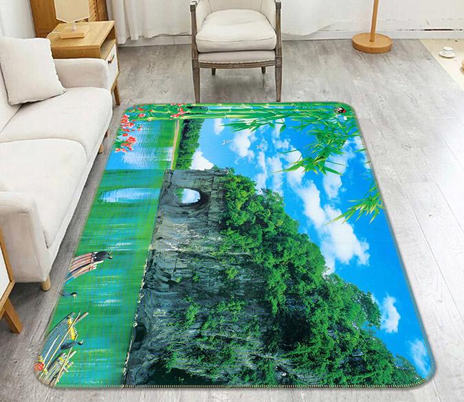 3D Bamboo Lake 430 Non Slip Rug Mat Mat AJ Creativity Home 