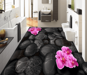 3D Black Stone 128 Floor Mural Wallpaper AJ Wallpaper 2 