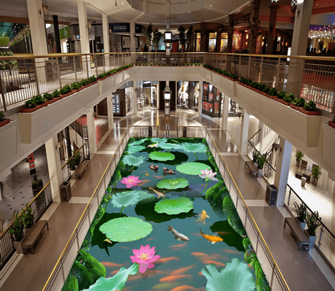 3D Lotus Pond 082 Floor Mural Wallpaper AJ Wallpaper 2 