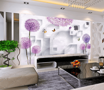 3D Dandelion Butterfly 095 Wallpaper AJ Wallpaper 