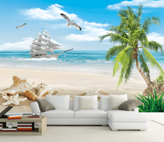 3D Conch Seagull 206 Wallpaper AJ Wallpaper 
