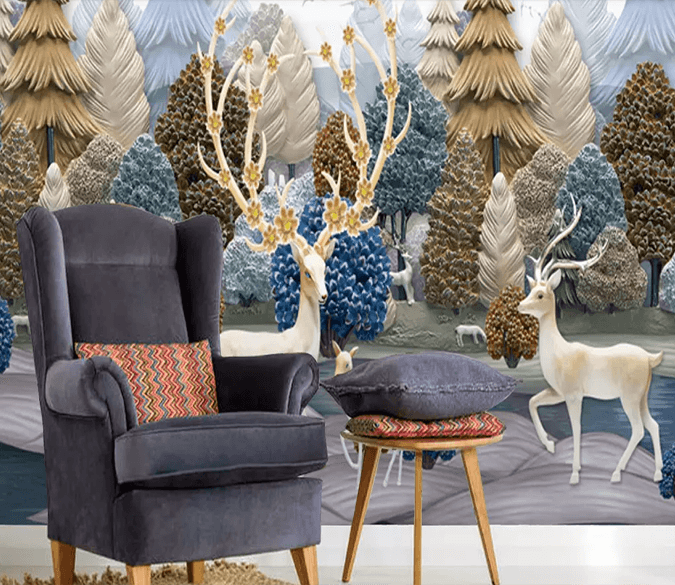 3D Woods White Deer 294 Wallpaper AJ Wallpaper 2 