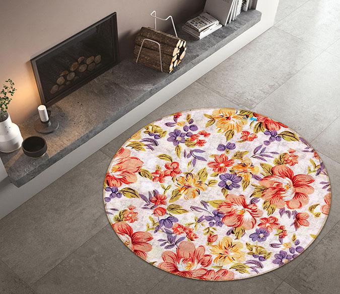 3D Flower Pattern Group 243 Round Non Slip Rug Mat Mat AJ Creativity Home 