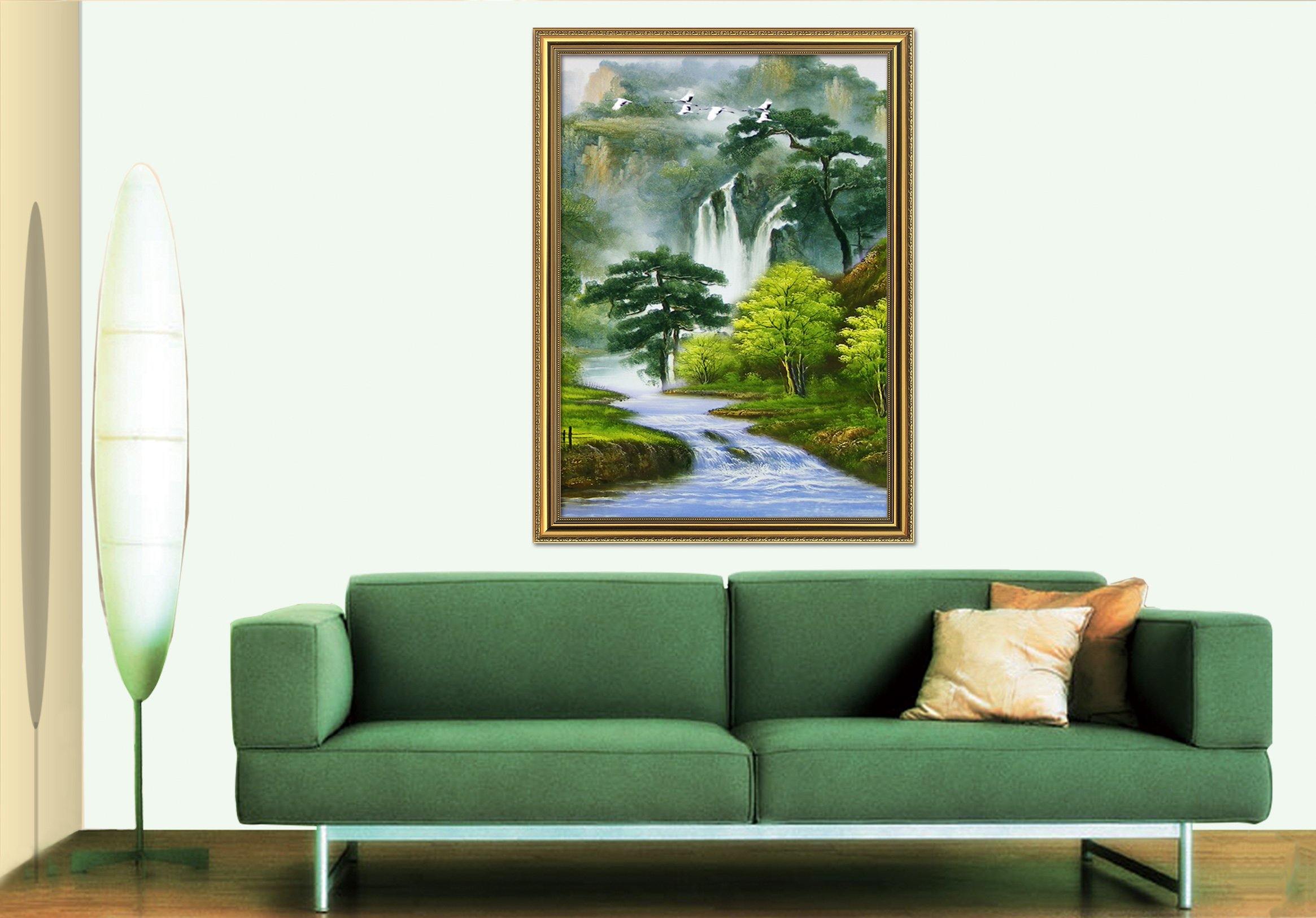 3D Natural Crowned Crane 078 Fake Framed Print Painting Wallpaper AJ Creativity Home 