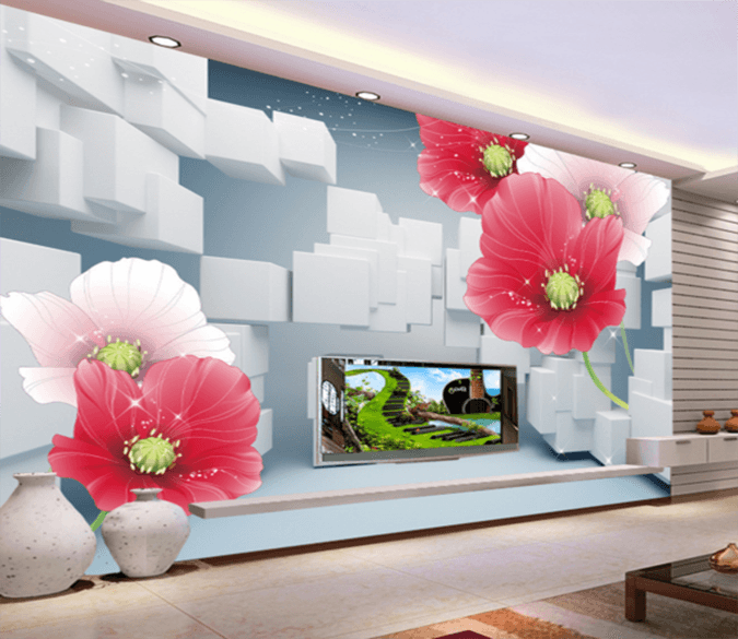 3D Square Flower 157 Wallpaper AJ Wallpaper 