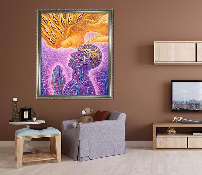 3D Kiss The Forehead 135 Fake Framed Print Painting Wallpaper AJ Creativity Home 