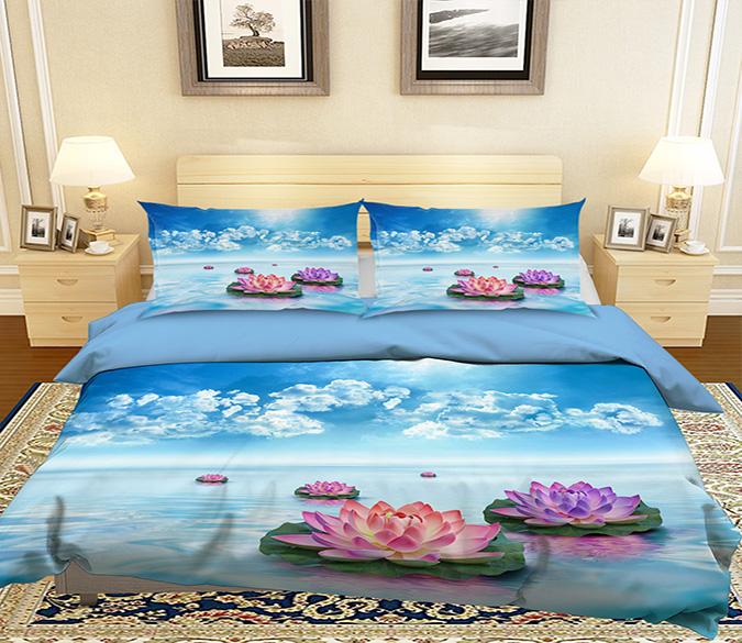 3D Sunshine Lotus 132 Bed Pillowcases Quilt Wallpaper AJ Wallpaper 
