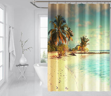 3D Beach Footprints 080 Shower Curtain 3D Shower Curtain AJ Creativity Home 