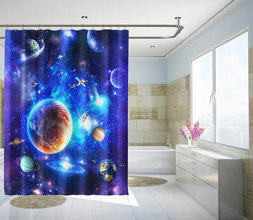 3D Astronaut Planet 067 Shower Curtain 3D Shower Curtain AJ Creativity Home 