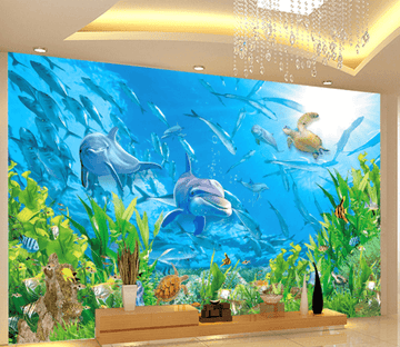 3D Dolphin School 176 Wallpaper AJ Wallpaper 