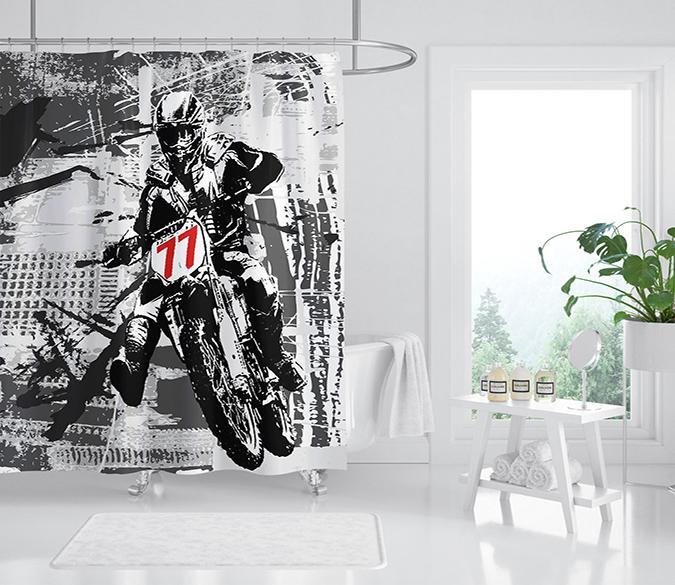 3D Hand Drawn Motorcycle 128 Shower Curtain 3D Shower Curtain AJ Creativity Home 