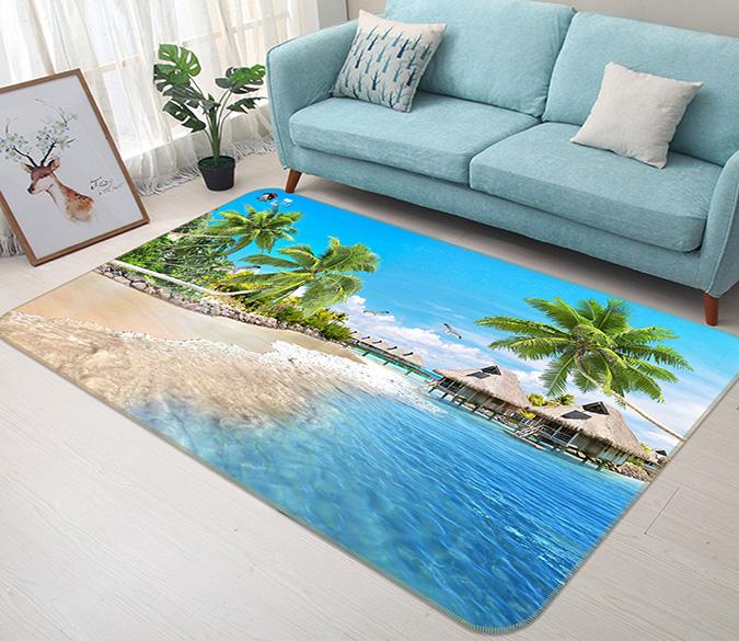 3D Beach Pavilion 570 Non Slip Rug Mat Mat AJ Creativity Home 