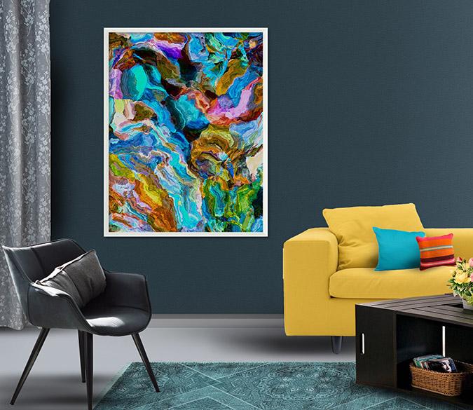 3D Color Abstraction 076 Fake Framed Print Painting Wallpaper AJ Creativity Home 