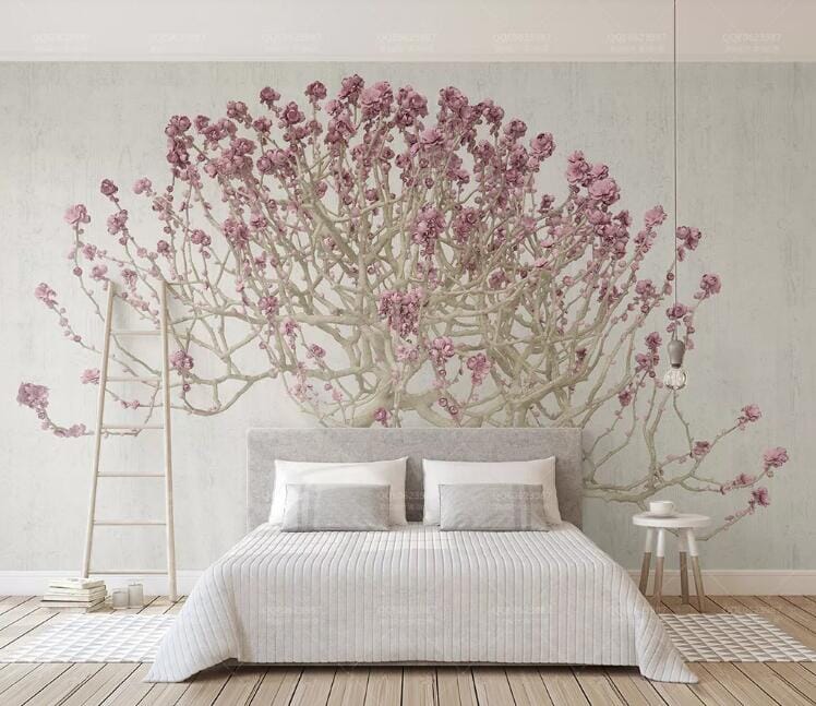 3D Purple Flower Bunch WC229 Wall Murals Wallpaper AJ Wallpaper 2 