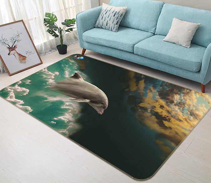 3D Dolphin Cloud 245 Non Slip Rug Mat Mat AJ Creativity Home 