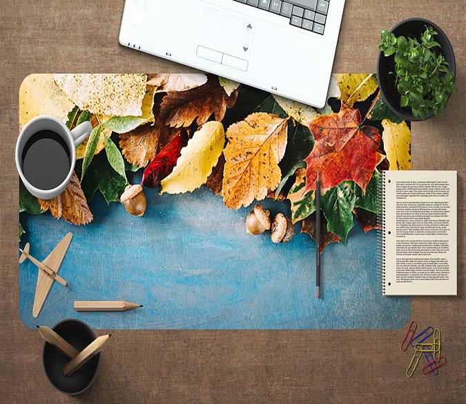 3D Yellow Leaves 036 Desk Mat Mat AJ Creativity Home 