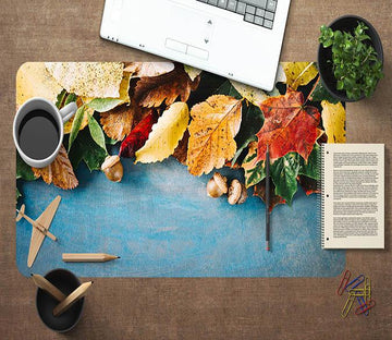 3D Yellow Leaves 036 Desk Mat Mat AJ Creativity Home 