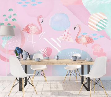 3D Flamingo Leaves 1494 Wallpaper AJ Wallpaper 2 