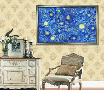 3D Blue Background 005 Fake Framed Print Painting Wallpaper AJ Creativity Home 