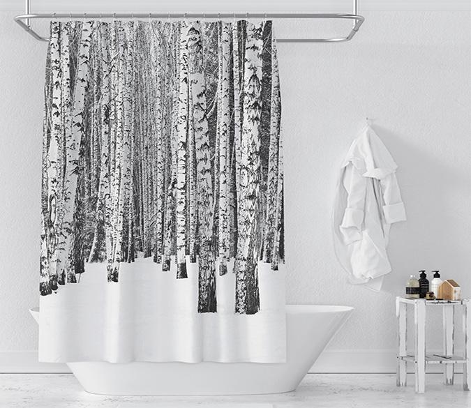 3D White Snow Tree 077 Shower Curtain 3D Shower Curtain AJ Creativity Home 