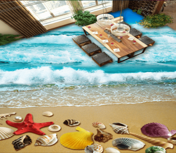 3D Waves Conch 381 Floor Mural Wallpaper AJ Wallpaper 2 