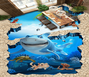 3D Smiling Shark 290 Floor Mural Wallpaper AJ Wallpaper 2 