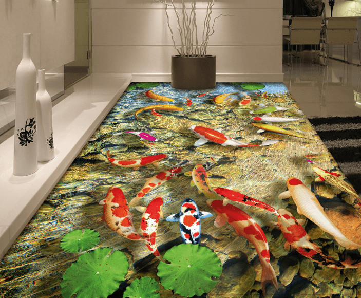 3D Colorful Fishes Floor Mural Wallpaper AJ Wallpaper 2 