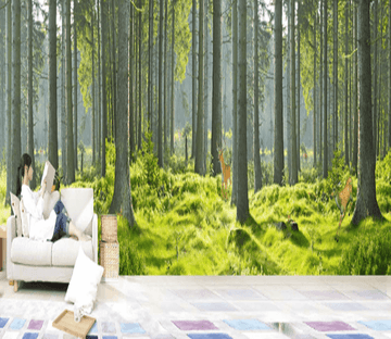 3D Forest Sun Deer 1630 Wallpaper AJ Wallpaper 2 