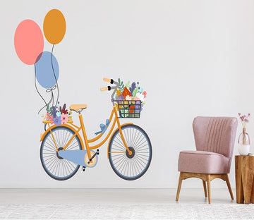 3D Bicycle Balloon Flower 240 Wall Stickers Wallpaper AJ Wallpaper 